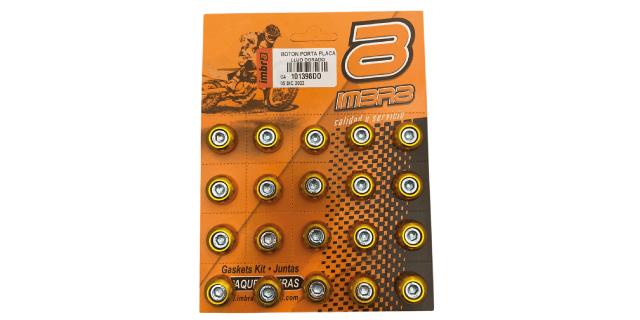 BOTON PORTA PLACA LUJO DORADO (20 UNDS)