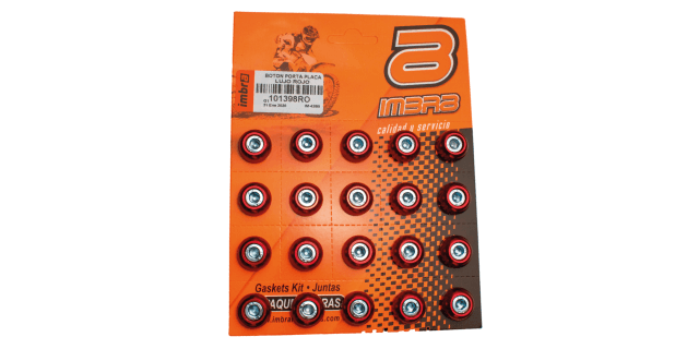 BOTON PORTA PLACA LUJO ROJO (20 UNDS)