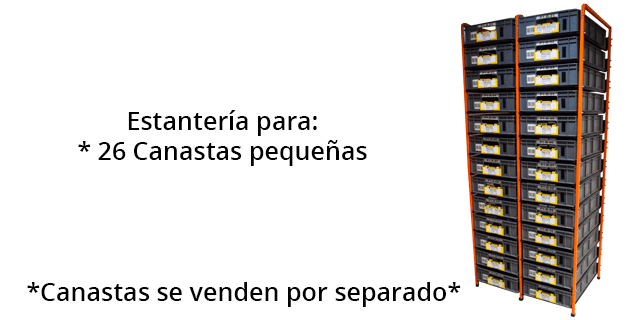 ESTANTERIA MODULAR IMBRA 2 MODULOS PARA 26 CANASTAS PEQUEÑAS
