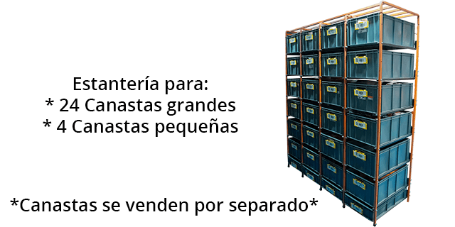 ESTANTERIA MODULAR IMBRA 4 MODULOS PARA 24 CANASTAS GRANDES 4 CANASTAS PEQUENAS