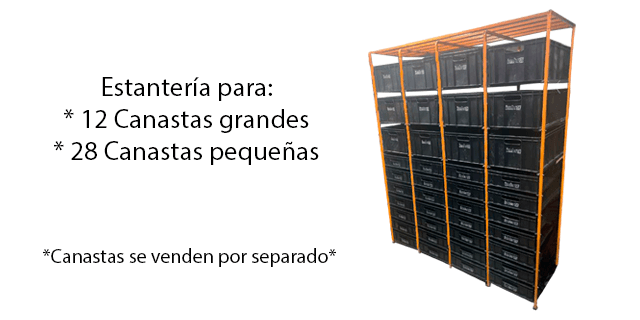 ESTANTERIA MODULAR IMBRA 4 MODULOS PARA 12 CANASTAS GRANDES 28 CANASTAS PEQUENAS