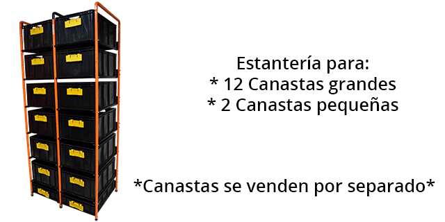 ESTANTERIA MODULAR IMBRA 2 MODULOS PARA 12 CANASTAS GRANDES 2 CANASTAS PEQUENAS