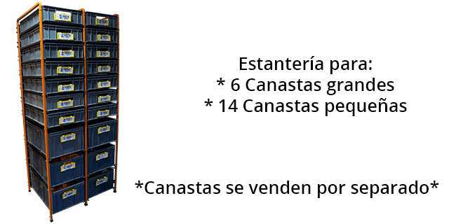 ESTANTERIA MODULAR IMBRA 2 MODULOS PARA 6 CANASTAS GRANDES 14 CANASTAS PEQUENAS