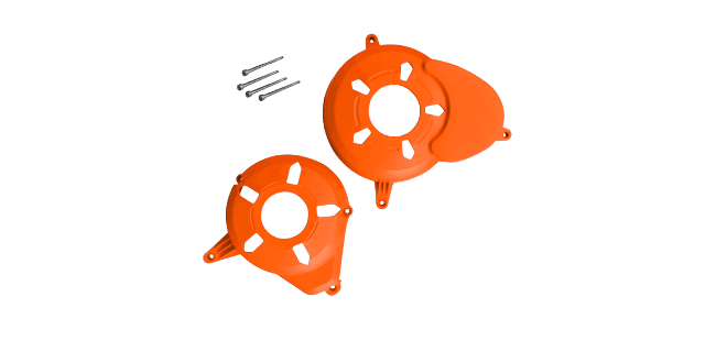 KIT PROTECTOR PLASTICO TAPA VOLANTE-TAPA CLUTCH  PULSAR 180 - 220 NARANJA