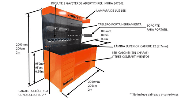 MESA RE PRO TALLER 2m x 0.8m x 2m